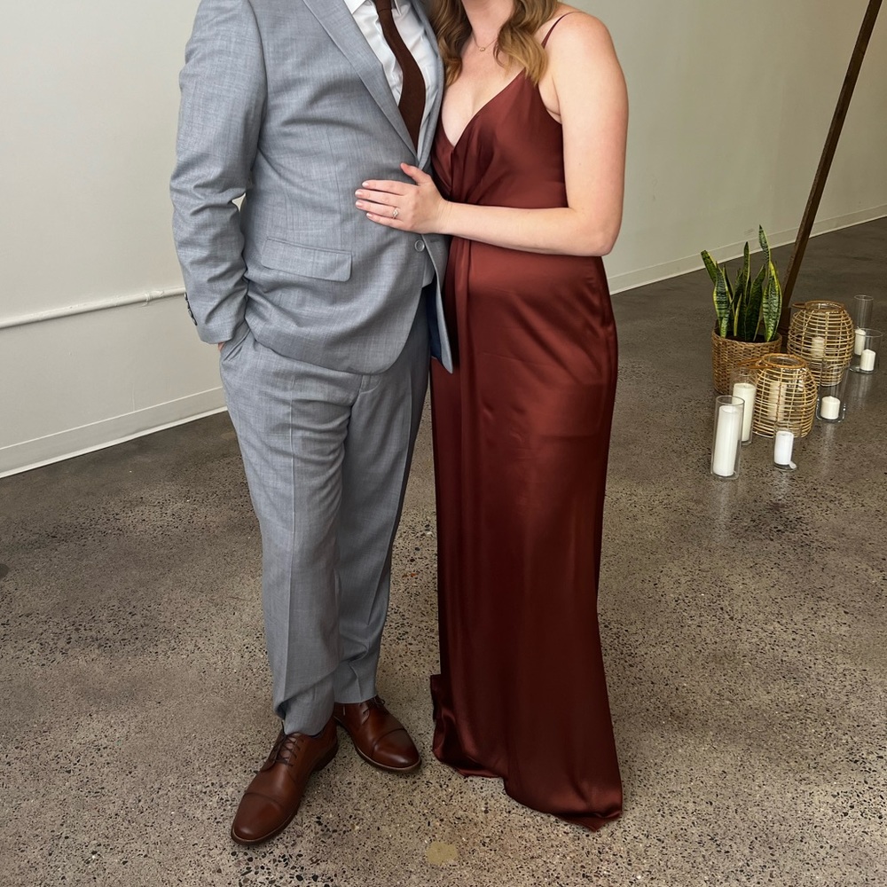 Revelry Giada Terracotta Rust bridesmaid dress